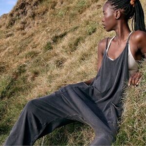 Free People Movement Hot Shot Onesie In Washed Black Size S